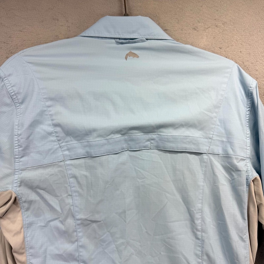 Simms Intruder BiComp Fishing Shirt Mens Medium Blue Gray Snap Button Up Angler - Picture 5 of 11